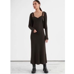 & OTHER STORIES BROWN KNIT DRESS AND CARDIGAN size S